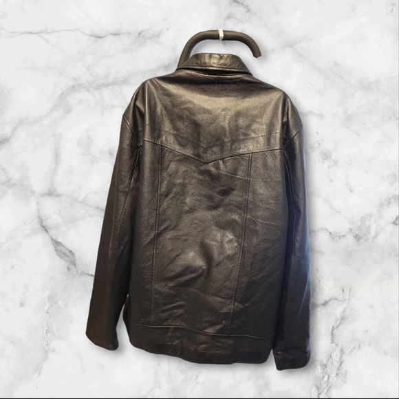 Mens Wilson's Leather Motorcycle M. Julian Black Jacket L - Picture 2 of 3